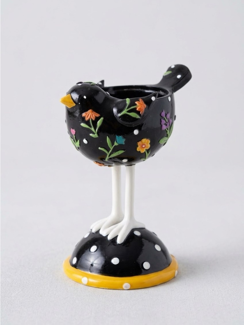 Yankee Candle Noelle Dahlen Black Polka Dot Bird Votive Tea Light Candle Holder